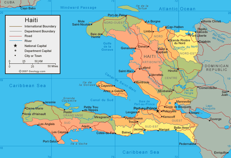 Regional politisch karte von Haiti